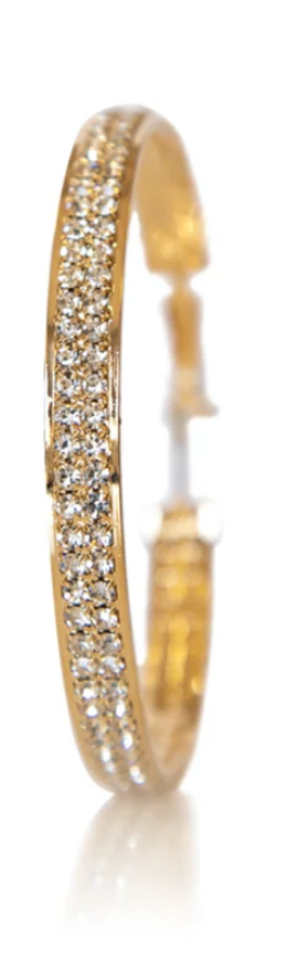 JOY JEWELRY - Gold X-Large Double Rhinestone Hoop Earring GJDR6