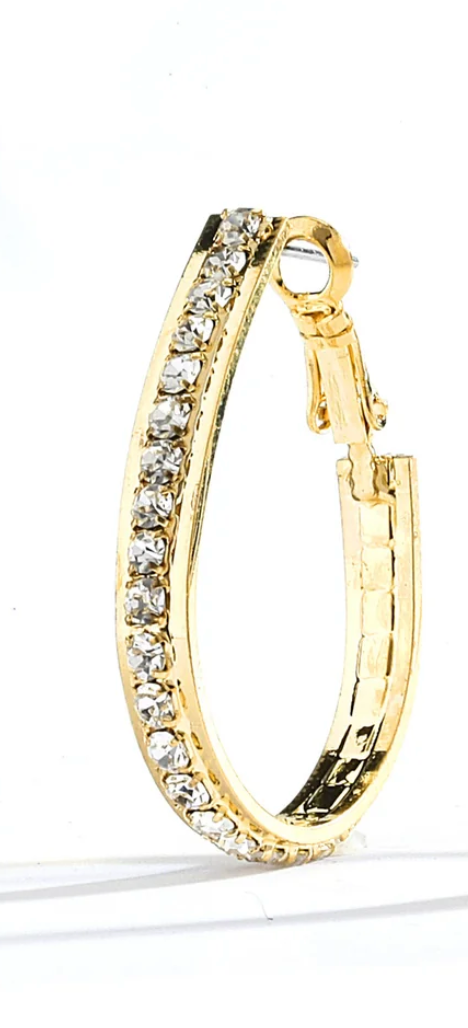 JOY JEWELRY - Gold Small Rhinestone Hoop Earring GJSO1