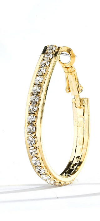 JOY JEWELRY - Gold Small Rhinestone Hoop Earring GJSO1