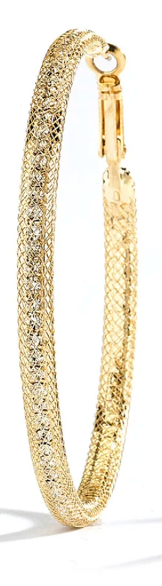 JOY JEWELRY - Gold Medium Rhinestone Hoop Earring GJM4