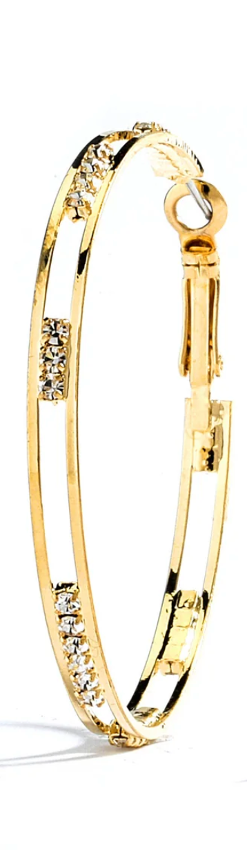 JOY JEWELRY - Gold Medium Rhinestone Hoop Earring GJDN2