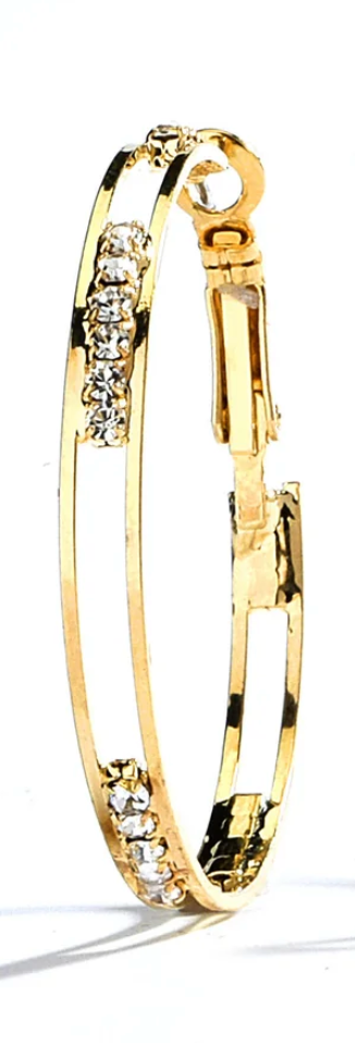 JOY JEWELRY - Gold Small Rhinestone Hoop Earring GJDN1