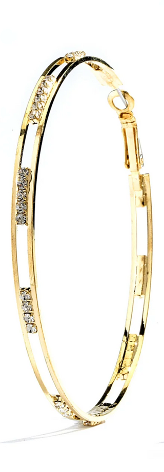 JOY JEWELRY - Gold Large Rhinestone Hoop Earring GJDN3