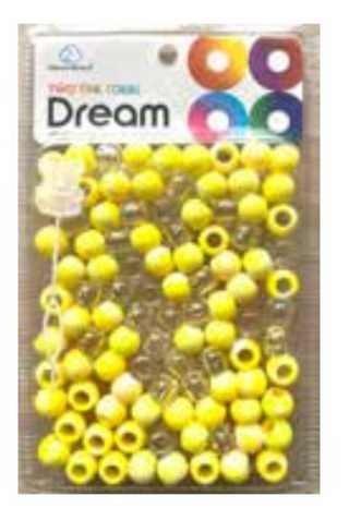 DREAM WORLD - Two Tone Colors Medium Hair Beads Clear & Yellow 100 PIECES (BR2500YL)