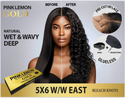 PINK LEMON - GOLD 100% UNPROCESSED VIRGIN REMI HUMAN 5X6 FULL LACE WET&WAVY WIG EAST