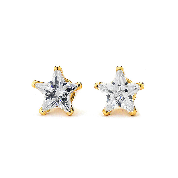 JOY JEWELRY - Square Gold Cubic Zirconia Stud Earrings (T01)