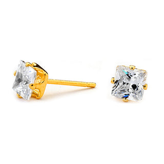 JOY JEWELRY - Square Gold Cubic Zirconia Stud Earrings (T05)