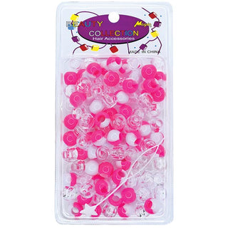 BEAUTY COLLECTION - Round Hair Bead 2 Tone NEON PINK 200PCs