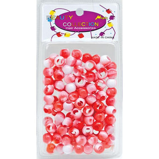 BEAUTY COLLECTION - Round Hair Beads 2 Tone RED #TONRED