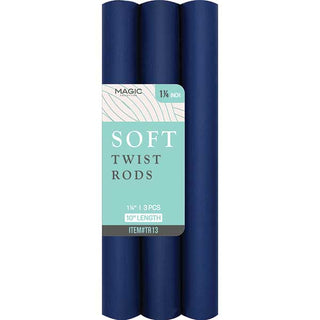 MAGIC COLLECTION - 1 4/16"" 10" Soft Twist Rods 3PCs NAVY