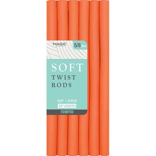 MAGIC COLLECTION - 5/8" 10" Soft Twist Rods 6PCs ORANGE