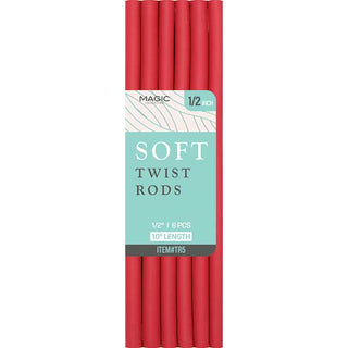 MAGIC COLLECTION - 1/2" 10" Soft Twist Rods 6PCs RED