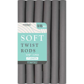 MAGIC COLLECTION - 11/16" 7" Soft Twist Rods 6PCs GRAY