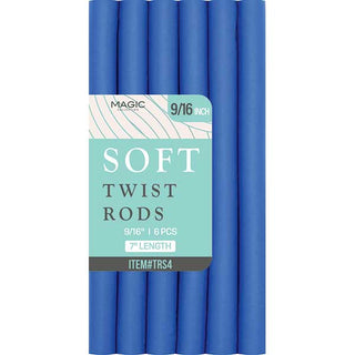 MAGIC COLLECTION - 9/16" 7" Soft Twist Rods 6PCs BLUE