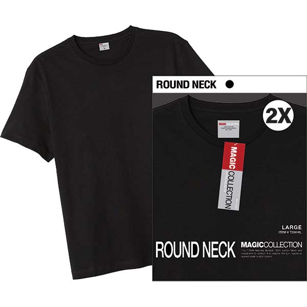 MAGIC COLLECTION - Smooth Cotton Round Neck T-Shirt BLACK