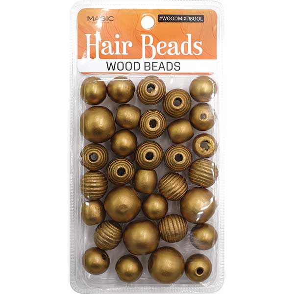 MAGIC COLLECTION - Hair Beads Wood Beads #WOODMIX-18GOL