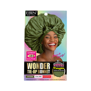 EBIN - WONDER WIG SOLUTION TIE UP BONNET EXTRA JUMBO OLIVE GREEN