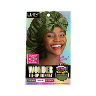 EBIN - WONDER WIG SOLUTION TIE UP BONNET EXTRA LONG OLIVE GREEN