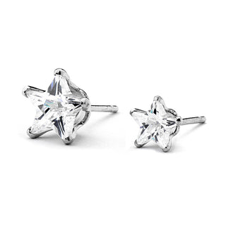 JOY JEWELRY - Silver Cubic Zirconia Star Earrings (Z01)