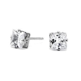 JOY JEWELRY - Silver Cubic Zirconia Square Earrings (Z05)