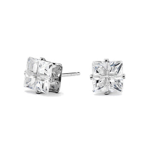 JOY JEWELRY - Silver Cubic Zirconia Square Earrings (Z07)