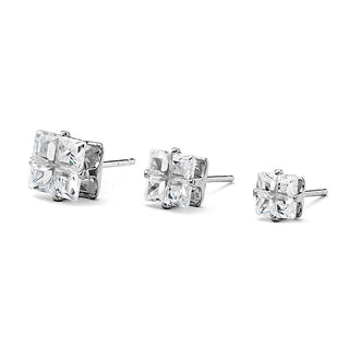 JOY JEWELRY - Silver Cubic Zirconia Square Earrings (Z07)