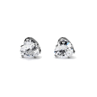 JOY JEWELRY - Silver Cubic Zirconia Heart Earrings (Z17)