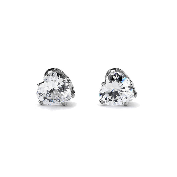 JOY JEWELRY - Silver Cubic Zirconia Heart Earrings (Z17)
