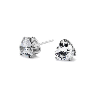 JOY JEWELRY - Silver Cubic Zirconia Heart Earrings (Z17)