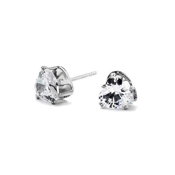 JOY JEWELRY - Silver Cubic Zirconia Heart Earrings (Z17)