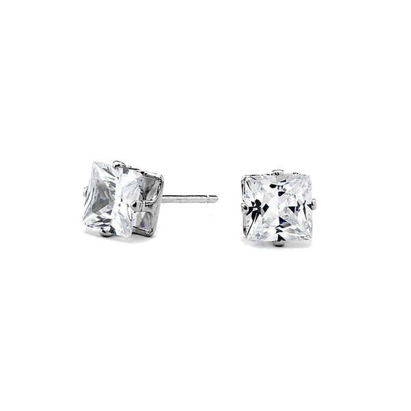 JOY JEWELRY - Silver Cubic Zirconia Square Earrings (Z21)