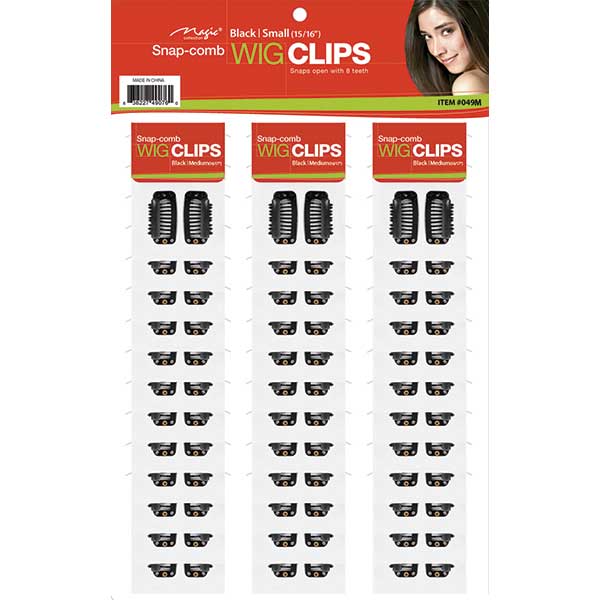 MAGIC COLLECTION - Snap Comb Wig Clips Medium BLACK