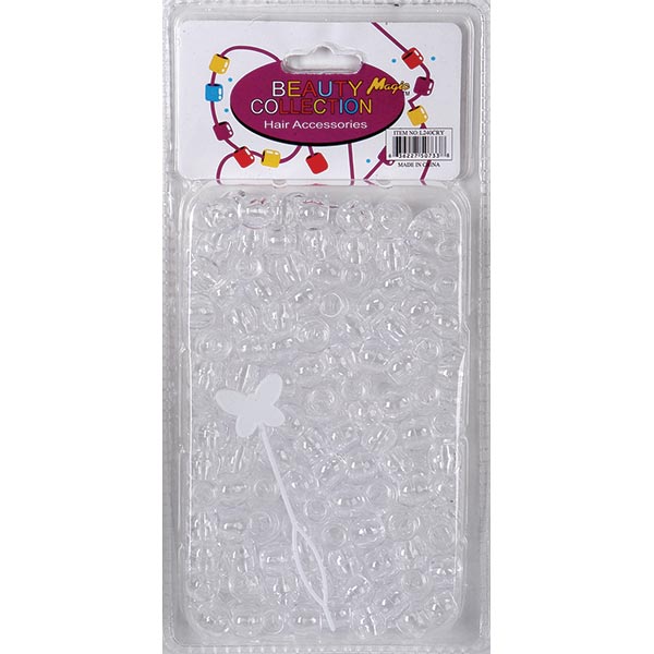 BEAUTY COLLECTION - Large Round Hair Bead 200PCs CRYSTAL