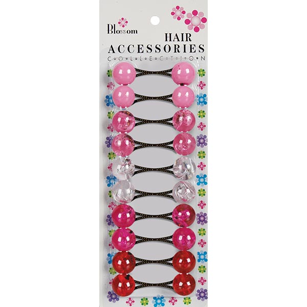 BLOSSOM - Hair Accessories Hair Knockers 10PCs CRYSTAL/RED/PINK #PPP01-02M3