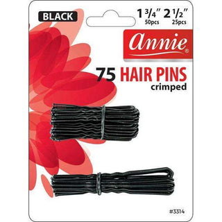 ANNIE - Hair Pins Crimped 75PCs BLACK #3314