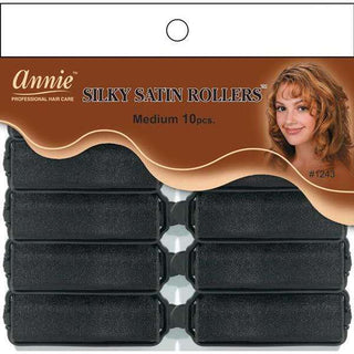 ANNIE - Professional Silky Satin Rollers MEDIUM BLACK #1243