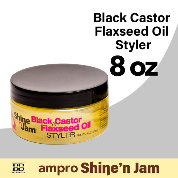 AMPRO - Shine 'N Jam Black Castor Flaxseed Oil Styler Gel