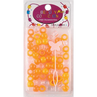 BEAUTY COLLECTION - Small Round Hair Bead 70PCs ORANGE ASSORTED