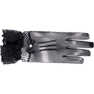 MAGIC COLLECTION - Lace Gloves W/ Stone Wrist BLACK #SGL005