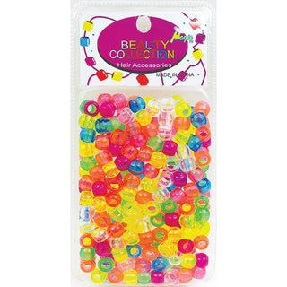 BEAUTY COLLECTION - Large Round Hair Bead 200PCs CLEAR/NEON