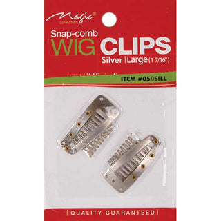 MAGIC COLLECTION - Snap-Comb Wig Clips LARGE SILVER #050SILL