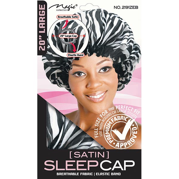 MAGIC COLLECTION - 20" Large Satin Sleep Cap ZEBRA
