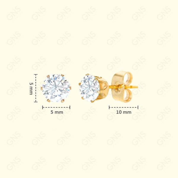 GNS - Gold Medium Round Stud Earrings (CUR05G)