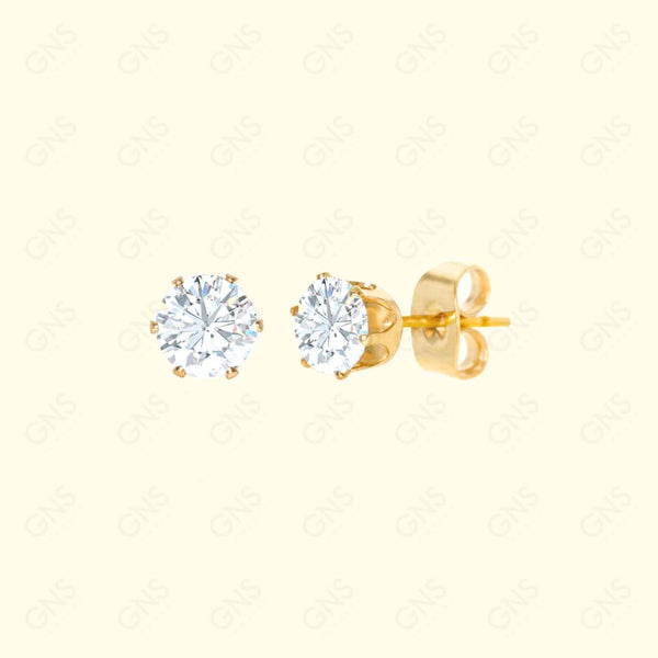 GNS - Gold Medium Round Stud Earrings (CUR05G)