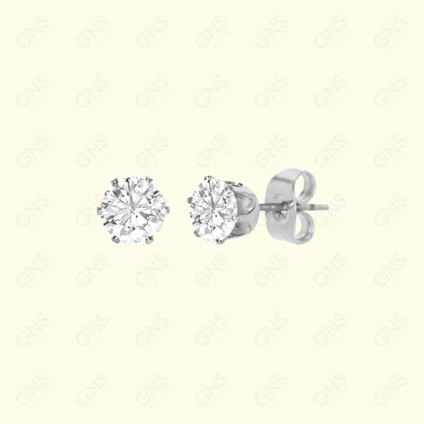 GNS - Silver Medium Round Stud Earrings (CUR05S)