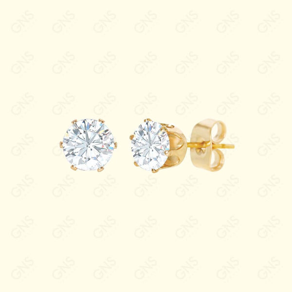 GNS - Gold Large Round Stud Earrings (CUR06G)