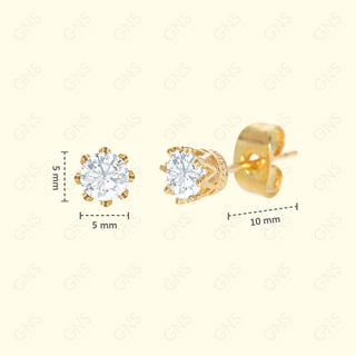 GNS - Gold Cubic Zirconia Round Plain Stud Earring CURD05G