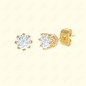 GNS - Gold Cubic Zirconia Round Plain Stud Earring CURD06G