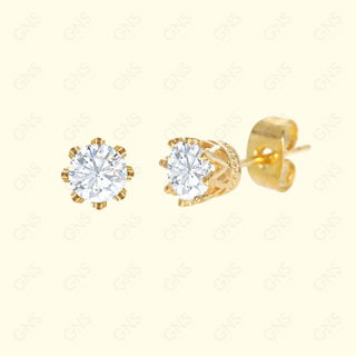 GNS - Gold Cubic Zirconia Round Plain Stud Earring CURD06G