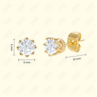 GNS - Gold Cubic Zirconia Round Plain Stud Earring CURD06G